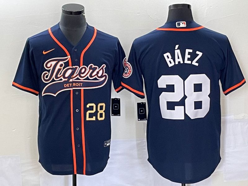 Men Detroit Tigers #28 Baez Blue Joint Name 2025 Nike MLB Jersey style 2